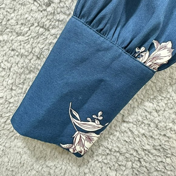 Ann Taylor Loft Women’s TEAL Long Sleeve Blouse Floral Print Size XS - Picture 5 of 10